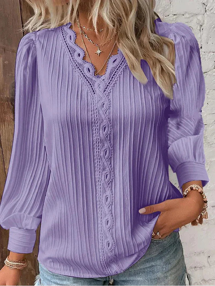 Birgit™ – Bluse mit Spitzendetails aus Chiffon